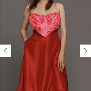 NEW Anthropologie Hutch Strapless Heart SWEETHEART Dress size 8 Heart front RED